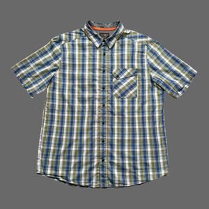 5.11 Tactical Single Flex Covert Short SS Button Up Size M GUC 71350 Blue/Green